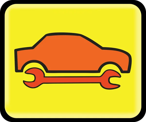 Réparation Automobile Icône Service Sur Panneau Fond Jaune — Image vectorielle