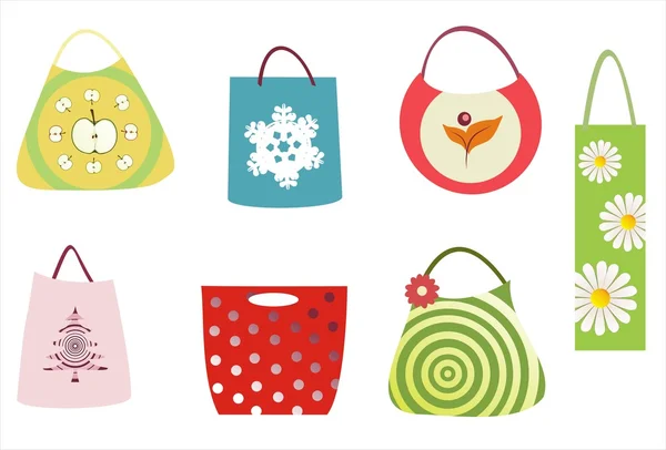 Shopping Bags Set Isolato Illustrazione — Vettoriale Stock