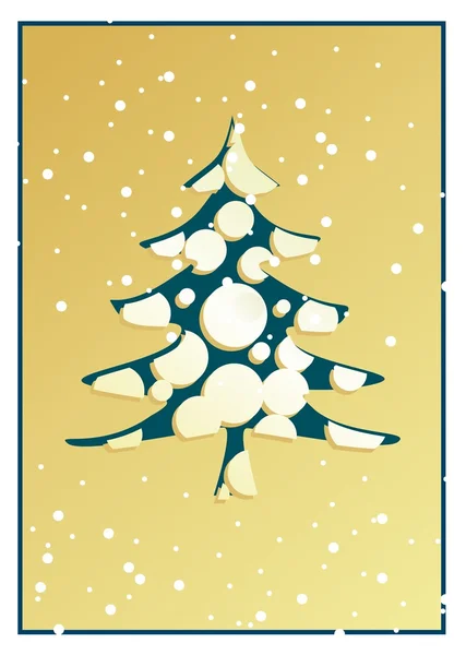 Carte Noël Avec Pin Les Chutes Neige — Image vectorielle