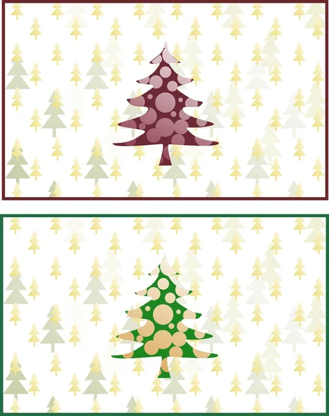 Noel Kartları Çam Ağacı Arka Plan Üzerinde Bir Dizi — Stok Vektör
