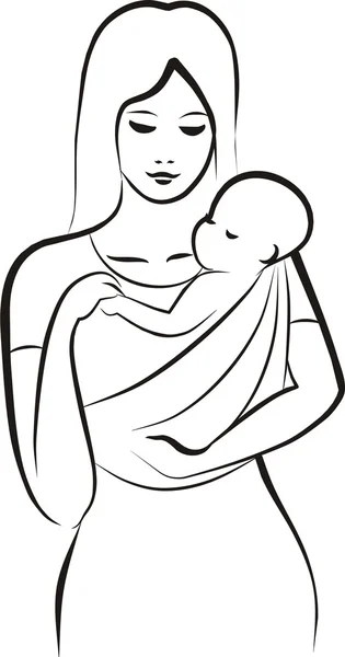 Μητέρα και παιδί στην έννοια της σφεντόνα — Διανυσματικό Αρχείο