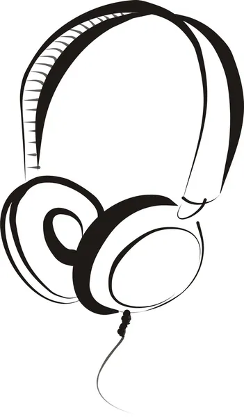 Headphones Ícone Linhas Pretas —  Vetores de Stock