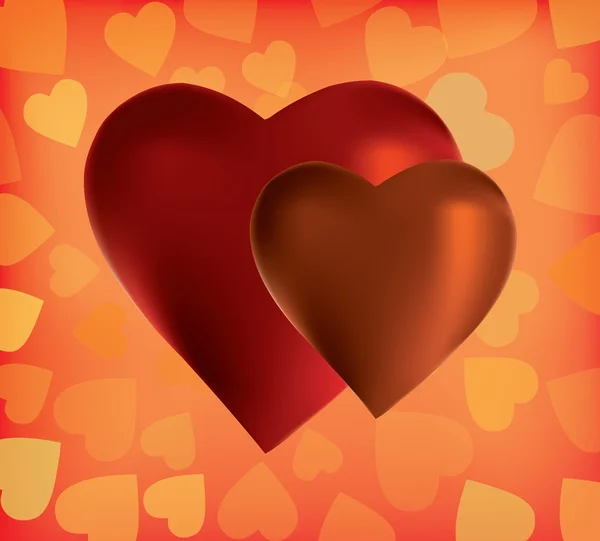 Deux cœurs soyeux — Image vectorielle