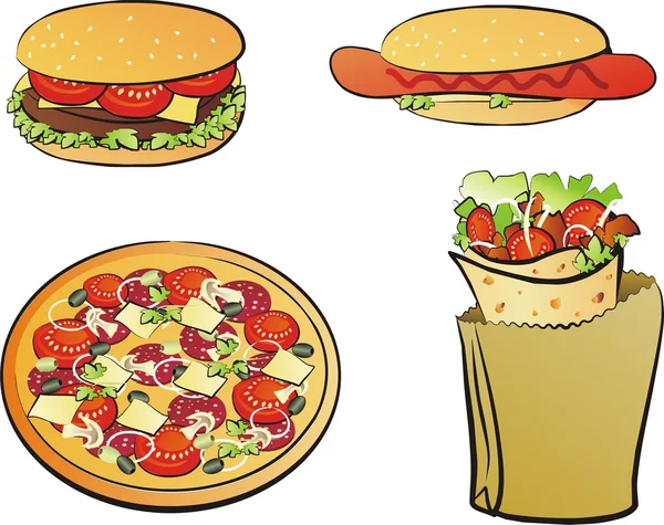 stock vector Set of fast food products