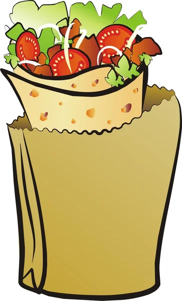 Doner Kebab Schwarma Illustration Vectorielle Isolée — Image vectorielle