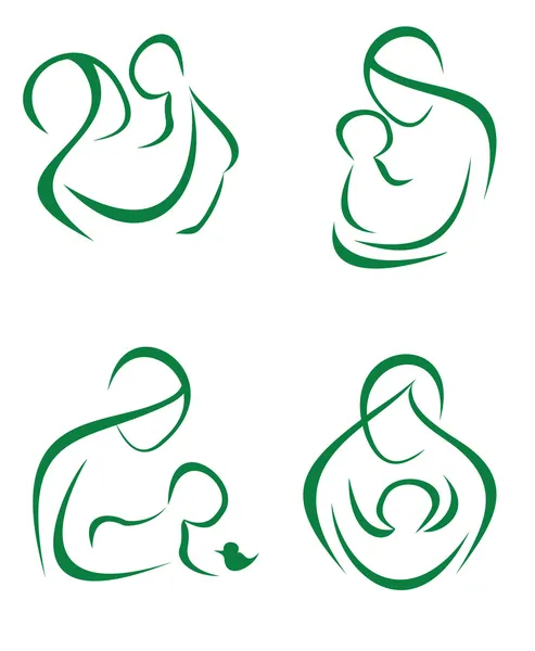 Set simgeleri anne ve çocuk part1 — Stok Vektör