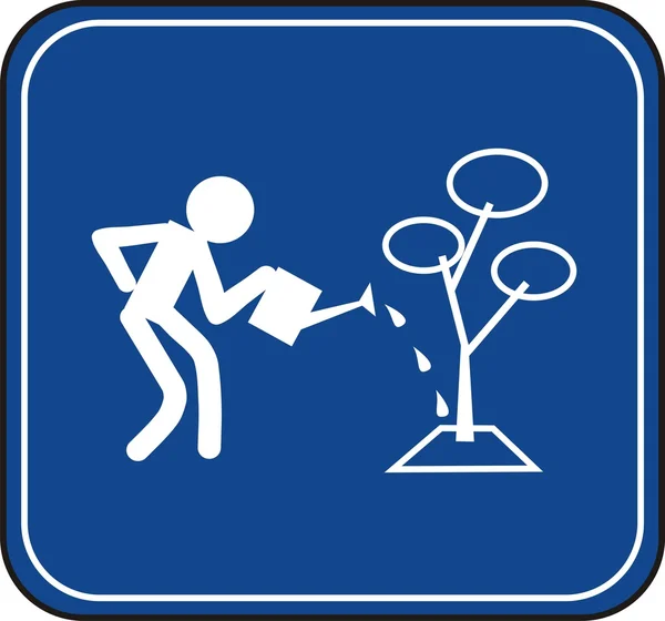 Signe d'un homme arrosant un arbre, concept d'écologie — Image vectorielle