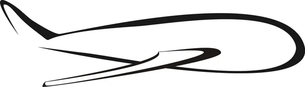Vliegtuig Symbool Schets Eenvoudige Zwarte Lijnen — Stockvector