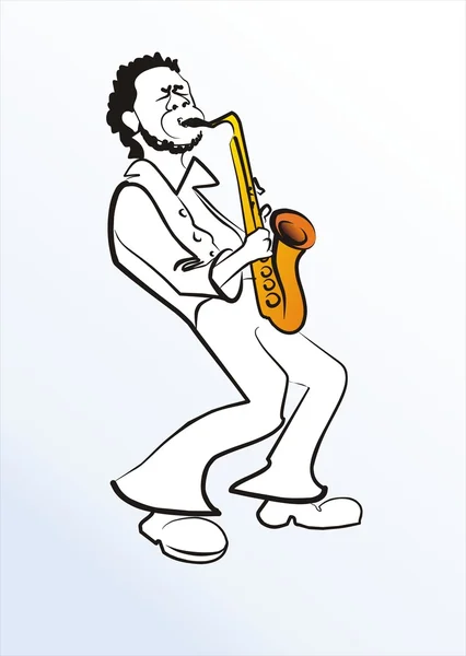 Músico com ilustração do vetor do saxofone — Vetor de Stock
