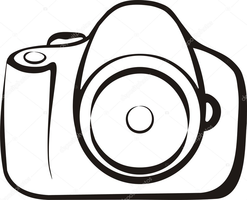Photo camera symbol in outlines