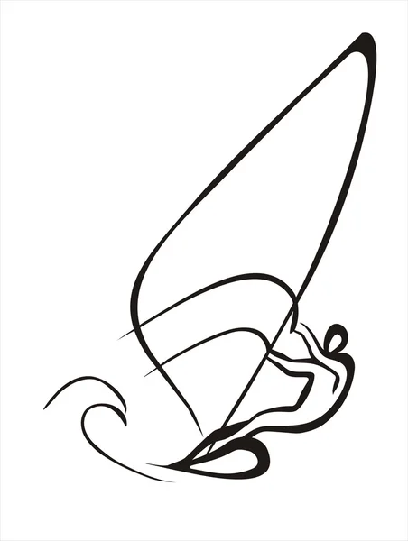 Windsurfista Símbolo Bosquejo Simples Líneas Negras — Vector de stock