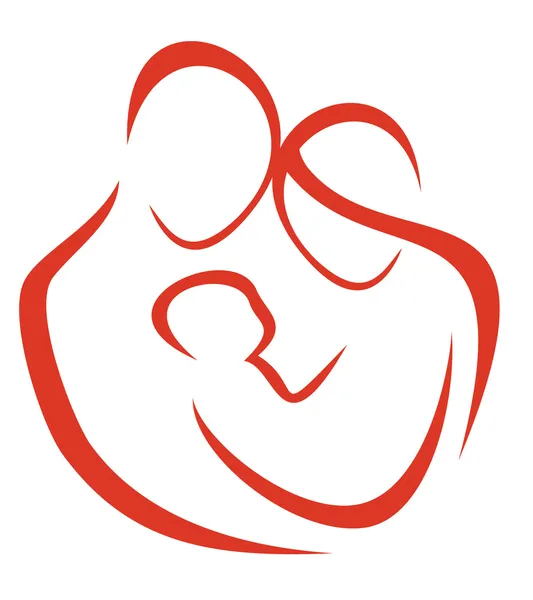 Οικογενειακή Εικόνα Σύμβολο Σκίτσο Λογότυπο Λιτές Γραμμές — Διανυσματικό Αρχείο