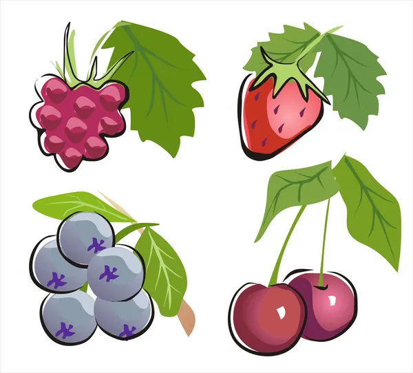 Diferente Berry Ícone Conjunto Vetor Ilustração Desenho Animado Ctyle —  Vetores de Stock