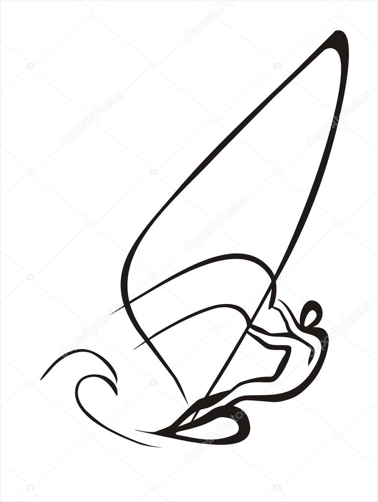 Windsurfer symbol sketch in simple black lines