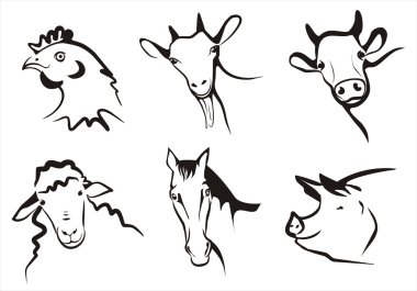 Farm animals collection of symbols clipart