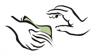 Hand giving a money symbol clipart