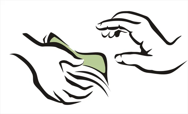 Hand giving a money symbol — Stock Vector