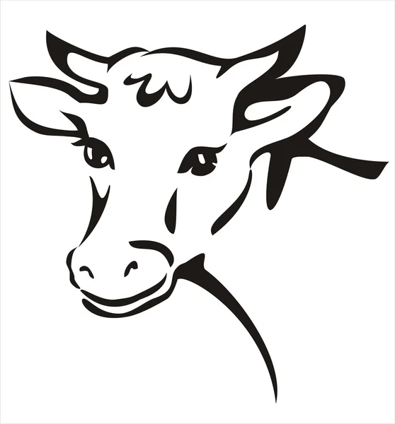 笑みを浮かべて牛肖像画スケッチ — ストックベクタ