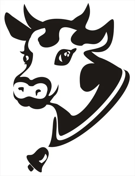 笑みを浮かべて牛肖像画シンボル — ストックベクタ