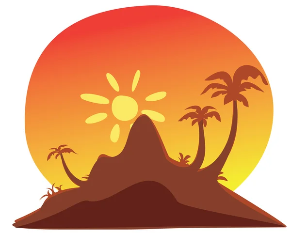 Tropisk ö sunset — Stock vektor