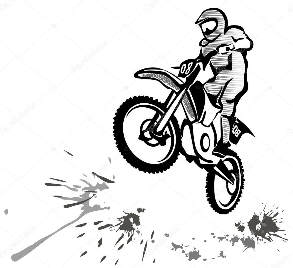 Desenho Mão Ilustração Vetorial Motocross imagem vetorial de
