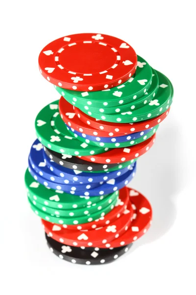 Стек фишек цвета покера — стоковое фото