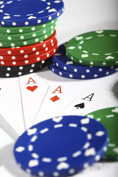 Pilha Fichas Cor Poker — Fotografia de Stock