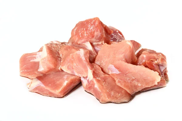 Stücke Von Frischem Schweinefleisch Auf Weißem — Stockfoto