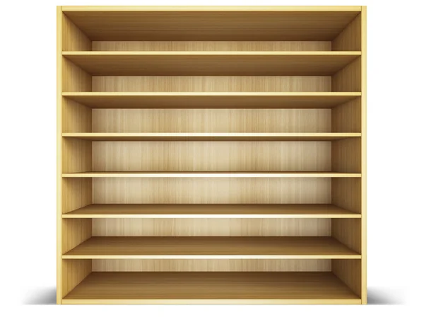 木製の本棚を白で隔離されます — ストック写真