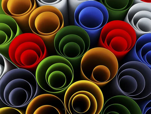 カラー紙管のスタックのクローズ アップ — ストック写真