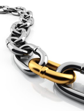3d chain and golden link clipart
