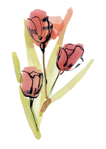Streszczenie tło kwiatowy malowane — Zdjęcie stockowe