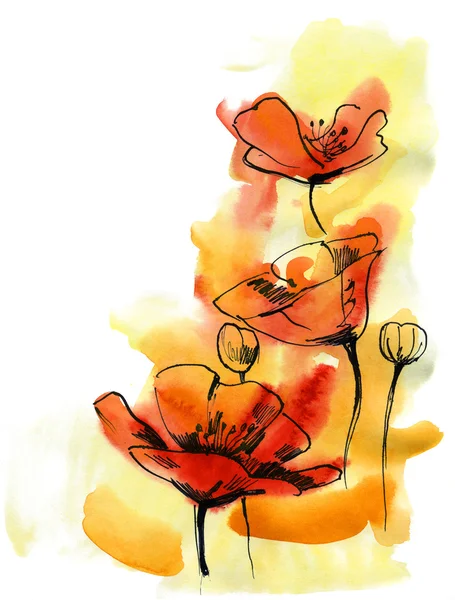 Αφηρημένο ζωγραφισμένα floral φόντο — Φωτογραφία Αρχείου