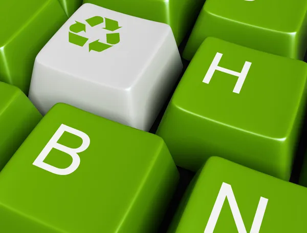 Recycle op groene knop — Stockfoto