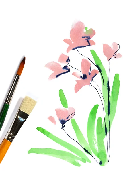Abstrakt bemalt floralen Hintergrund — Stockfoto