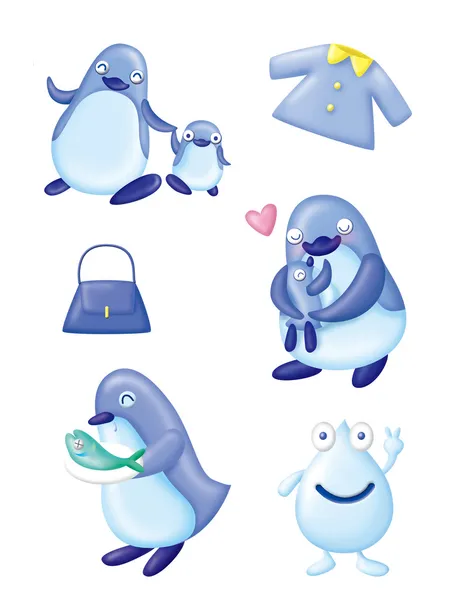动漫设计元素 蓝企鹅 — 图库照片