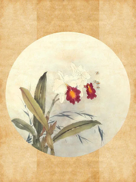 Peinture Chinoise Moyenne Une Fleur — Photo