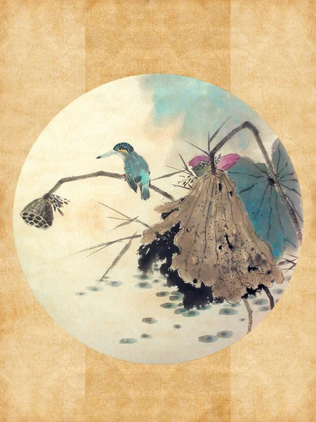 蓮の中の中国絵画 — ストック写真