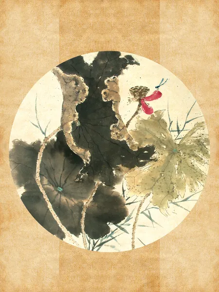 Μέση Κινεζική Ζωγραφική Από Ένα Lotus — Φωτογραφία Αρχείου