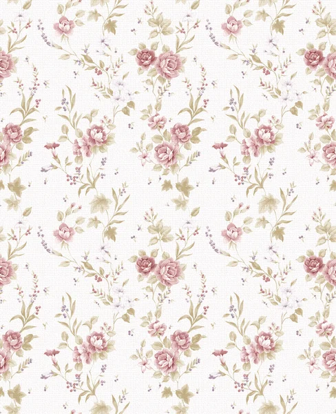 Rose Bouquet Design Nahtloses Muster Mit Weißem Hintergrund — Stockfoto
