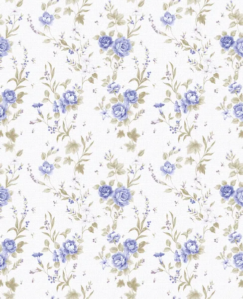 Blue Rose Bouquet Design Seamless Pattern White Background — Stock Photo, Image