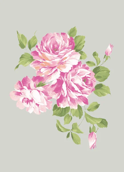 Ręcznie Rysowane Piękny Design Bukiet Róża Proste Tło — Zdjęcie stockowe