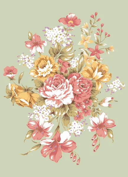 Hand Dras Vacker Ros Bouquet Design Med Enkla Bakgrund — Stockfoto