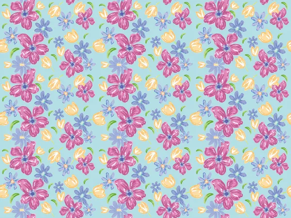 stock image Freehand drawing- purple flower wrapping seamless pattern