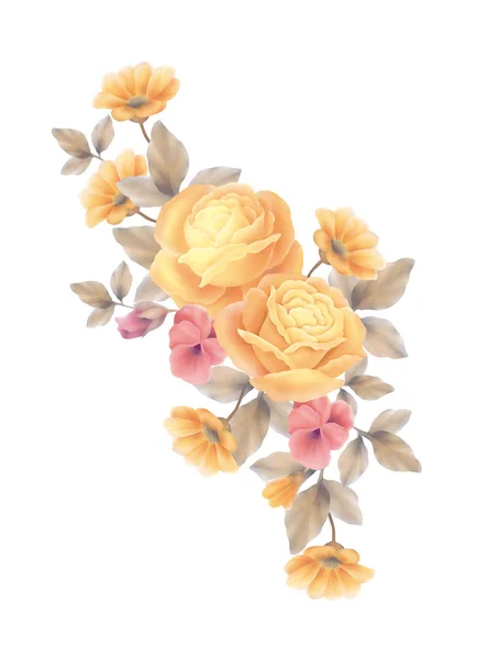 バラ飾りのイラスト — ストック写真