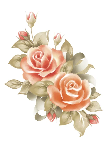 Ilustração Com Bela Decoração Rosas — Fotografia de Stock
