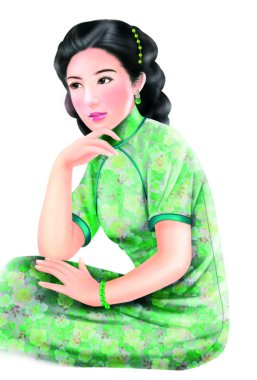 Hand drawing- chinese woman 004 clipart
