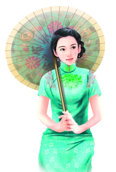 Hand tekening-chinese vrouw 051 — Stockfoto