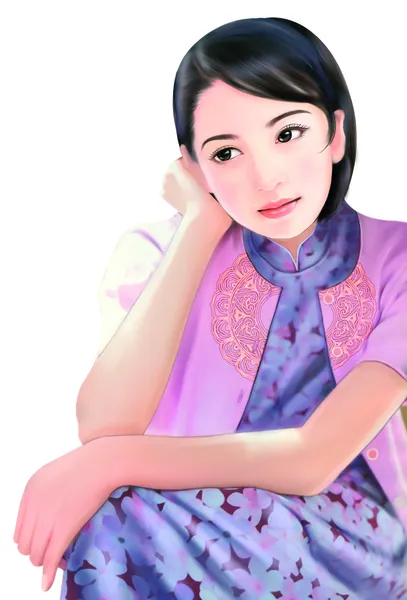 Hand tekening-chinese vrouw 027 — Stockfoto