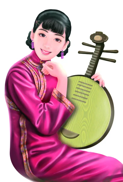 Hand drawing- chinese woman 024 — Stock Photo, Image